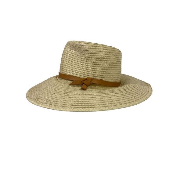 Womens Sunbody Palm Leaf Hat Leather strap size 7 Sun Straw Hat Boho Handmade - Picture 8 of 9